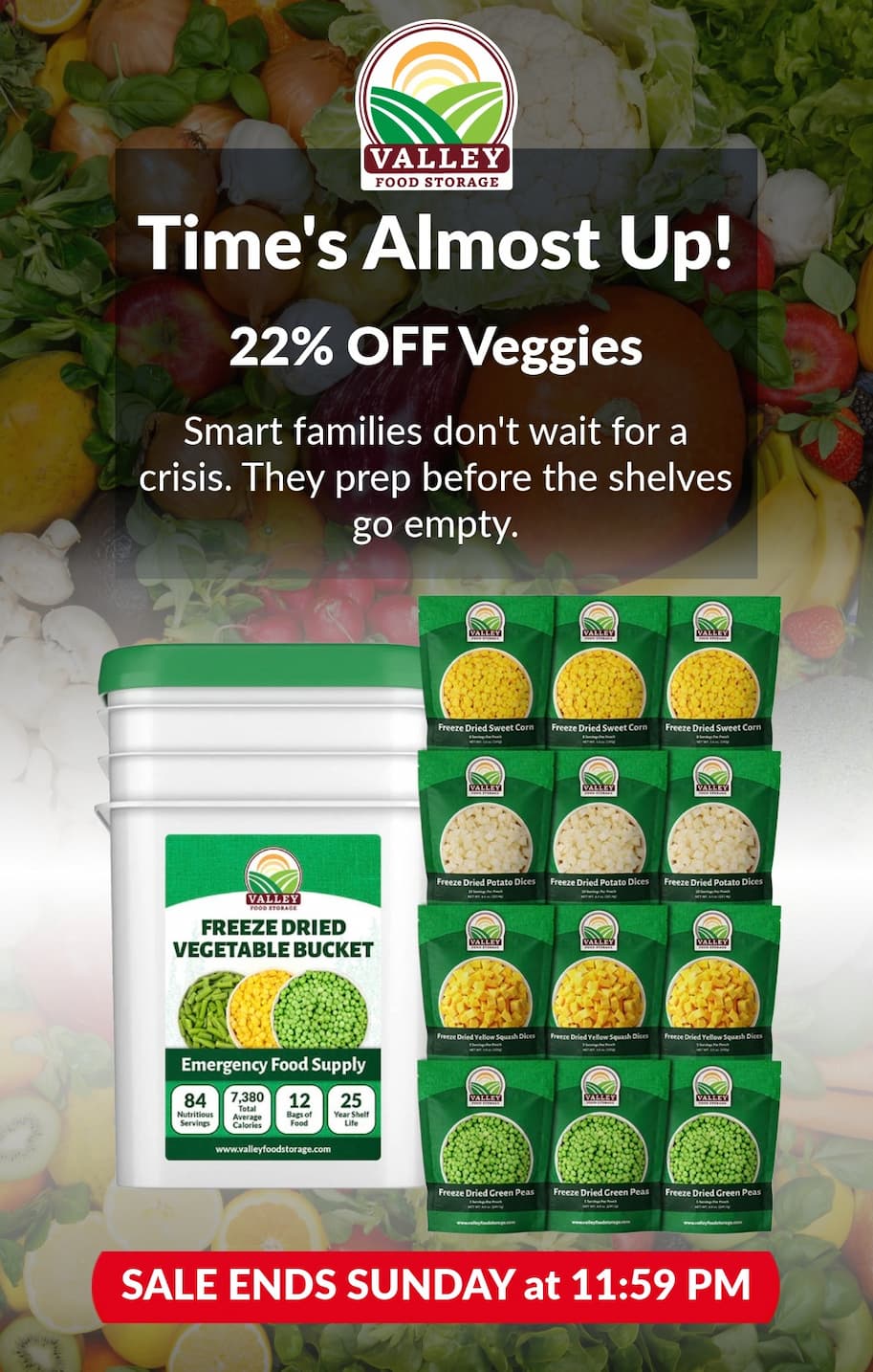Veggie Bucket Emergency Food from Valley Food Storage