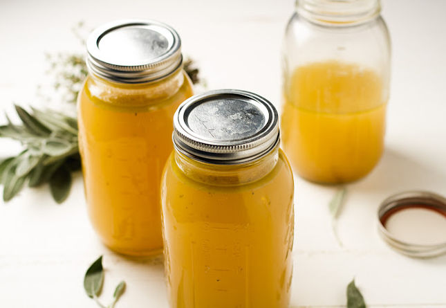 turkey bone broth jars