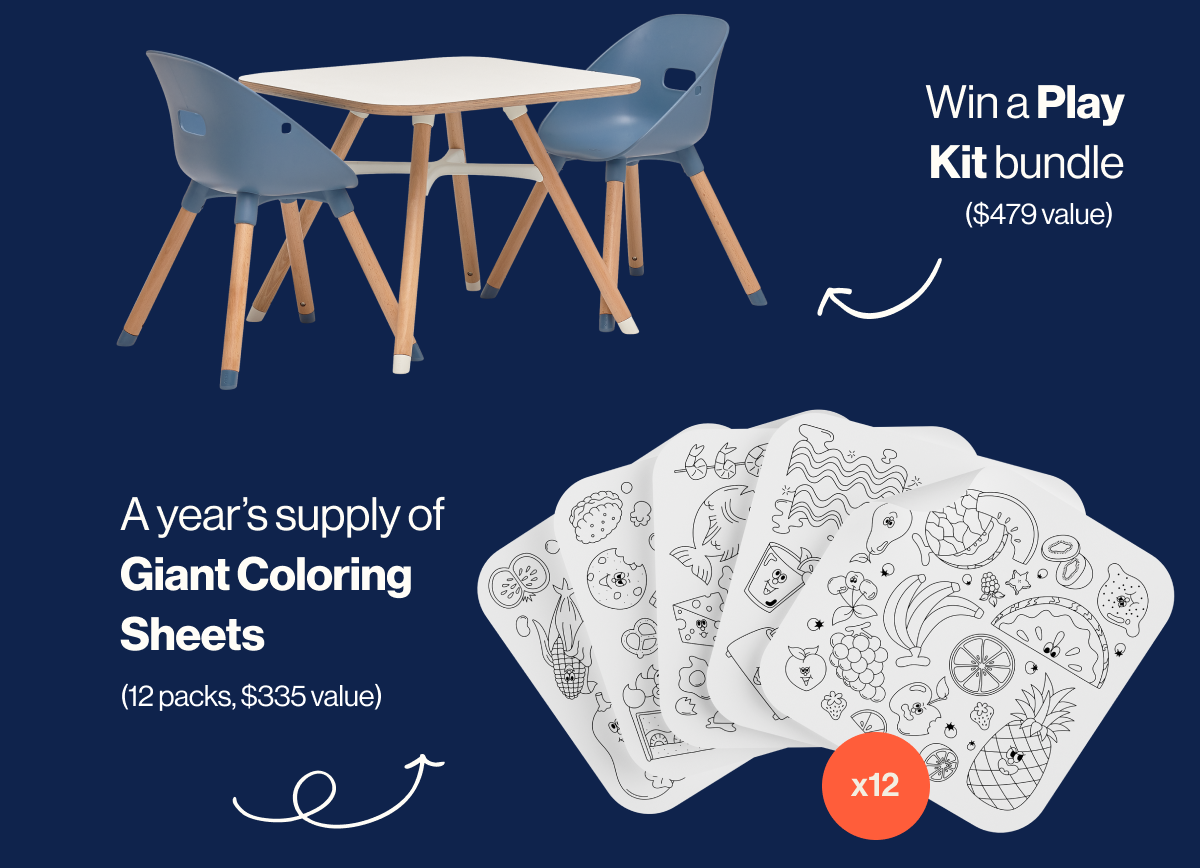 Winners will also receive: A complete  Lalo Play Kit bundle ($479 value), A year's supply of Giant Coloring Sheets (12 packs, $335 value)