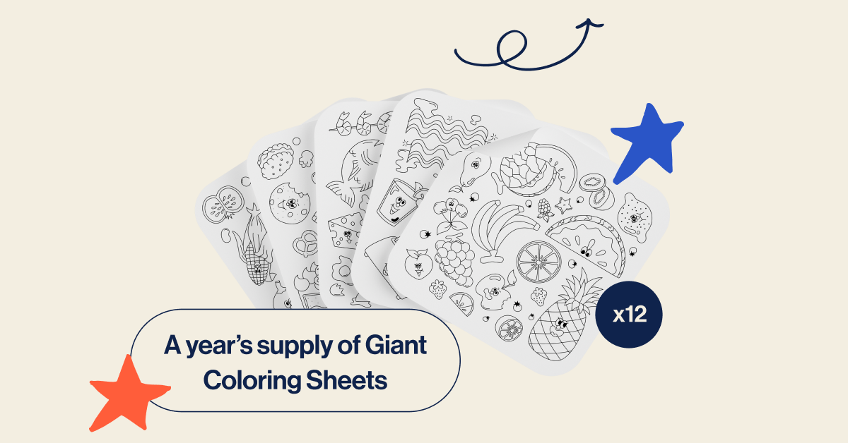 A year's supply of Giant Coloring Sheets (12 packs, $335 value)