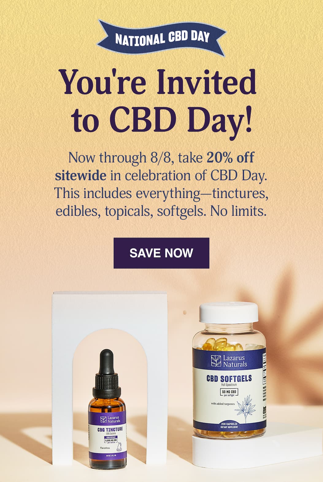 YOU'RE INVITED TO CBD DAY! 20% OFF SITEWIDE - SAVE NOW