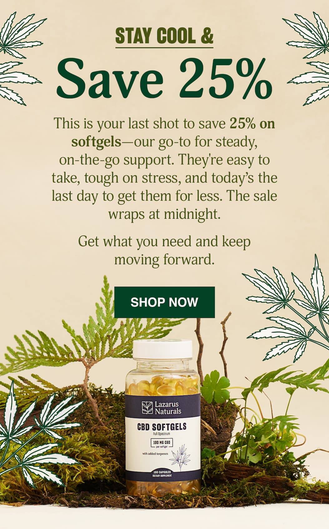 STAY COOL & SAVE 25% OFF SOFTGELS - SHOP NOW