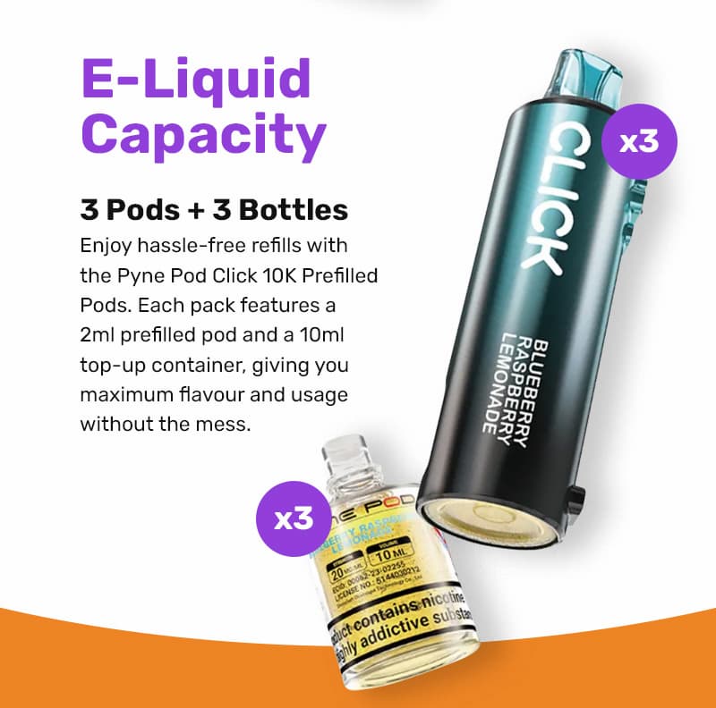 Capacity: 3 Pods plus 3 Bottles