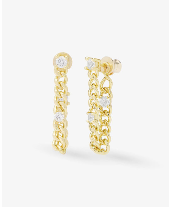 Julian Triple Diamond 4mm Soft Chain Hoops