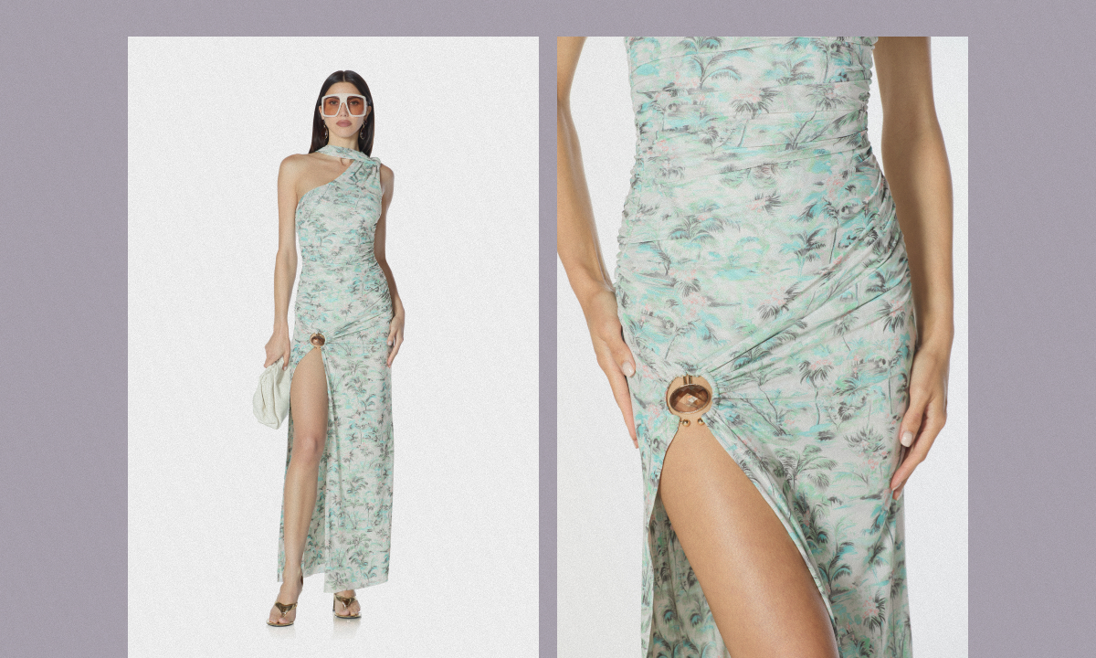  SWEZEY DRESS. PALM SCENIC