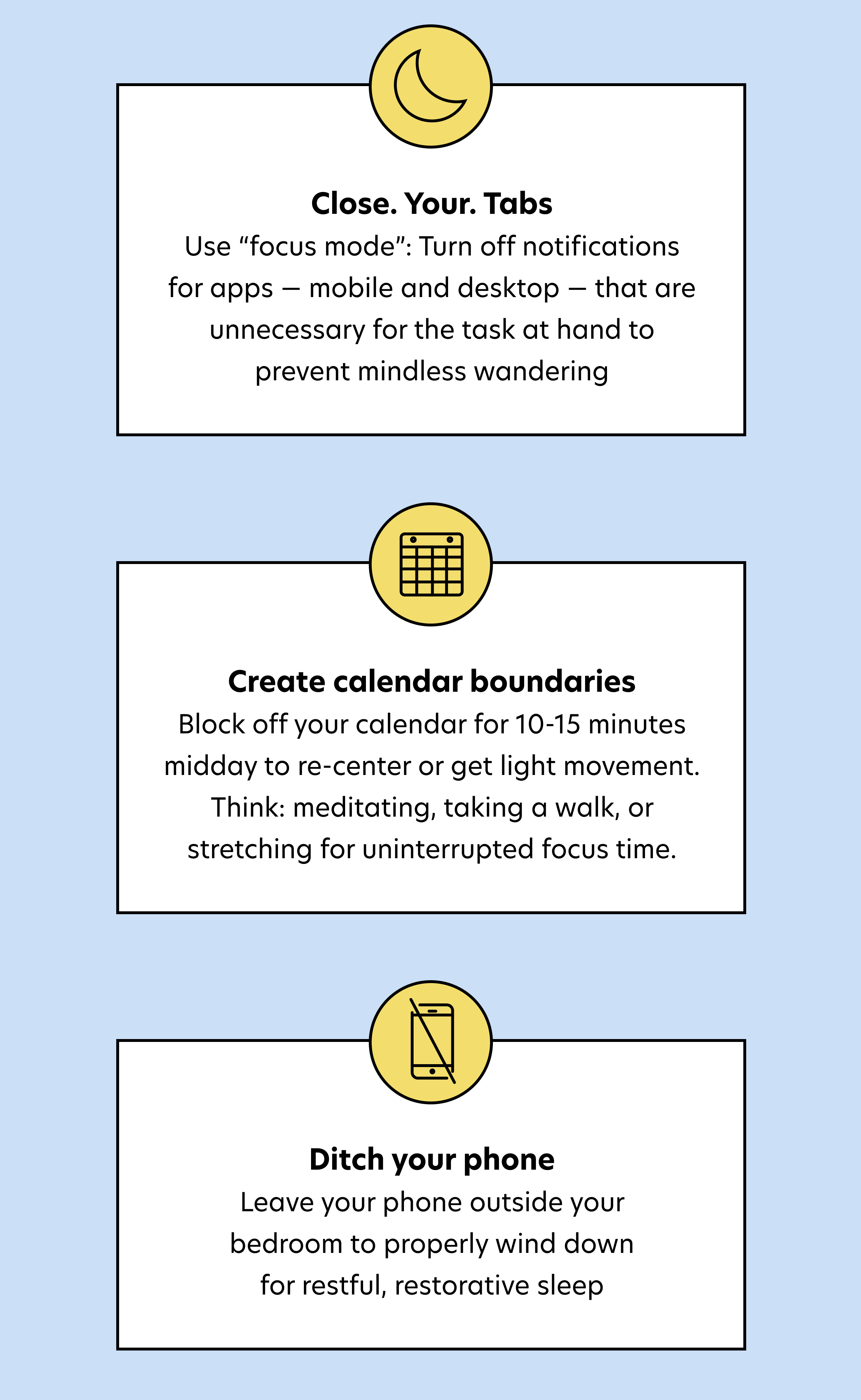 More tips on defeating distraction