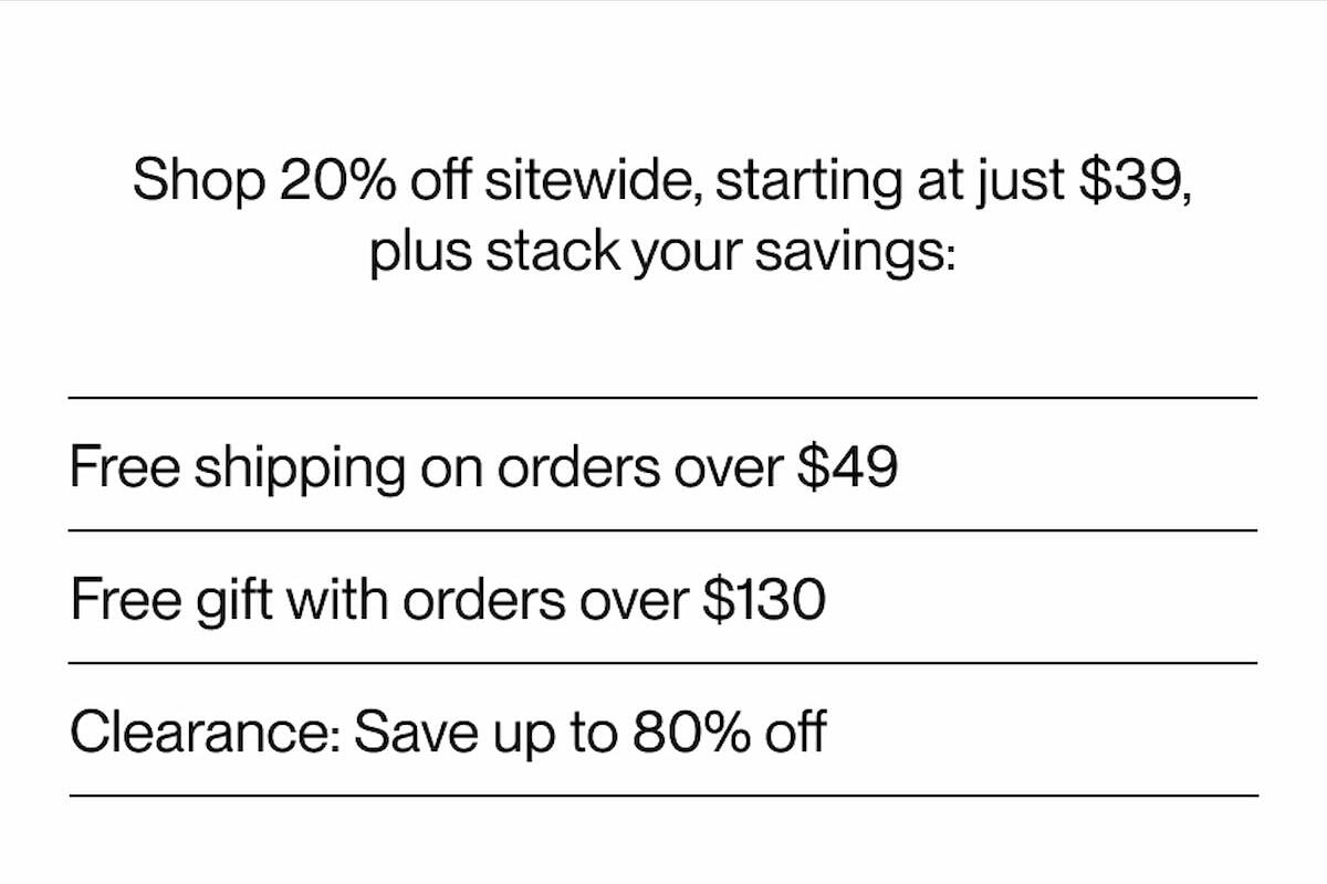 Shop 20% off sitewide