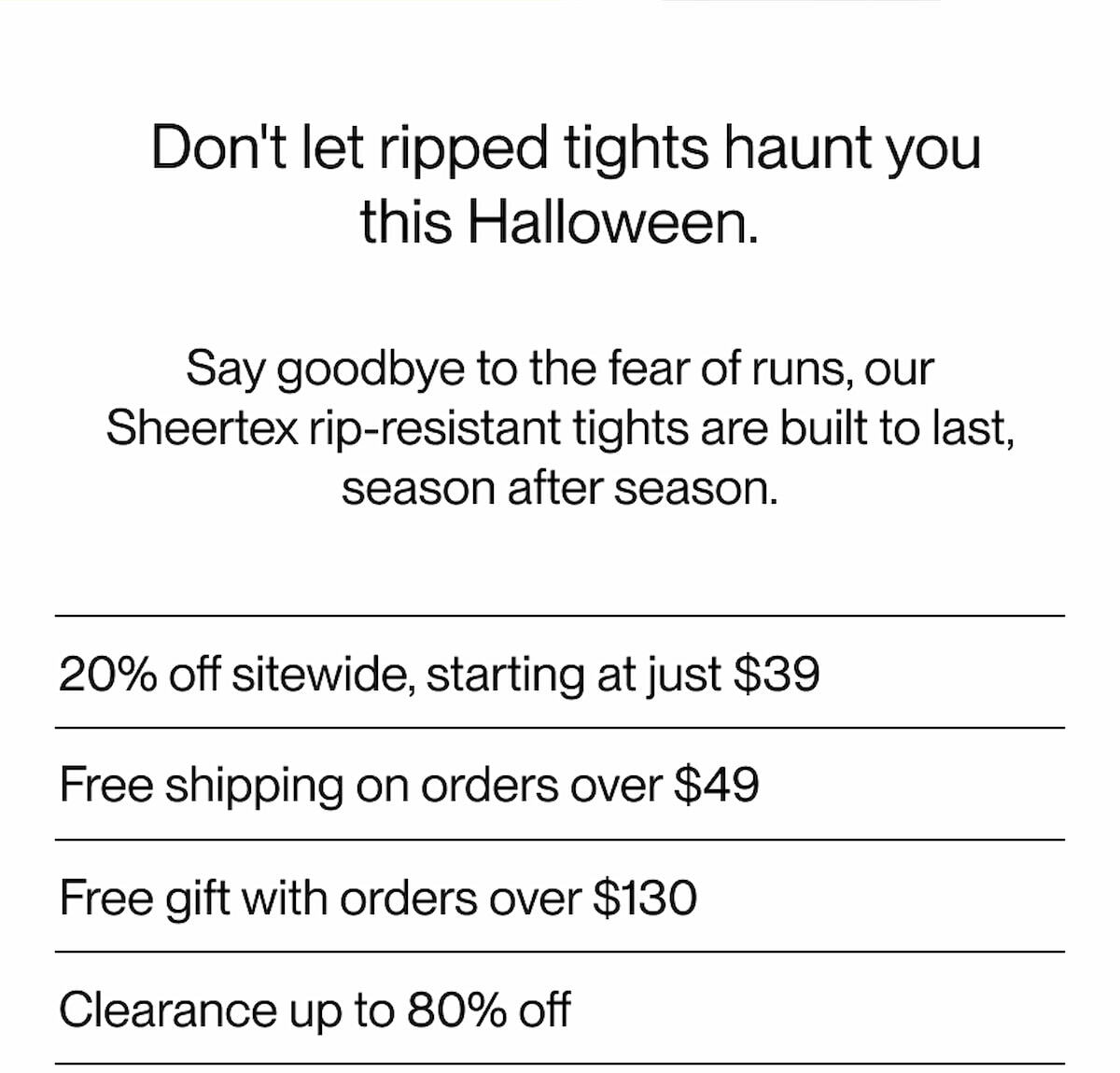 Don't let ripped tights haunt you this Halloween