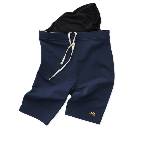 Navy Turnover Half Tights