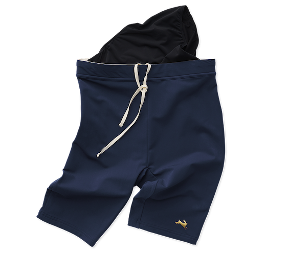 Navy Turnover Half Tights