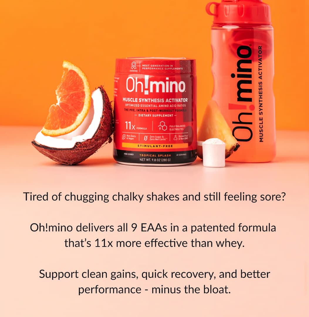 Oh!mino delivers all 9 EAAs in a patented formula  that's 11x more effective than whey.