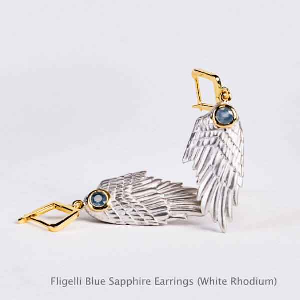 Fligelli Blue Sapphire Earrings (White Rhodium)