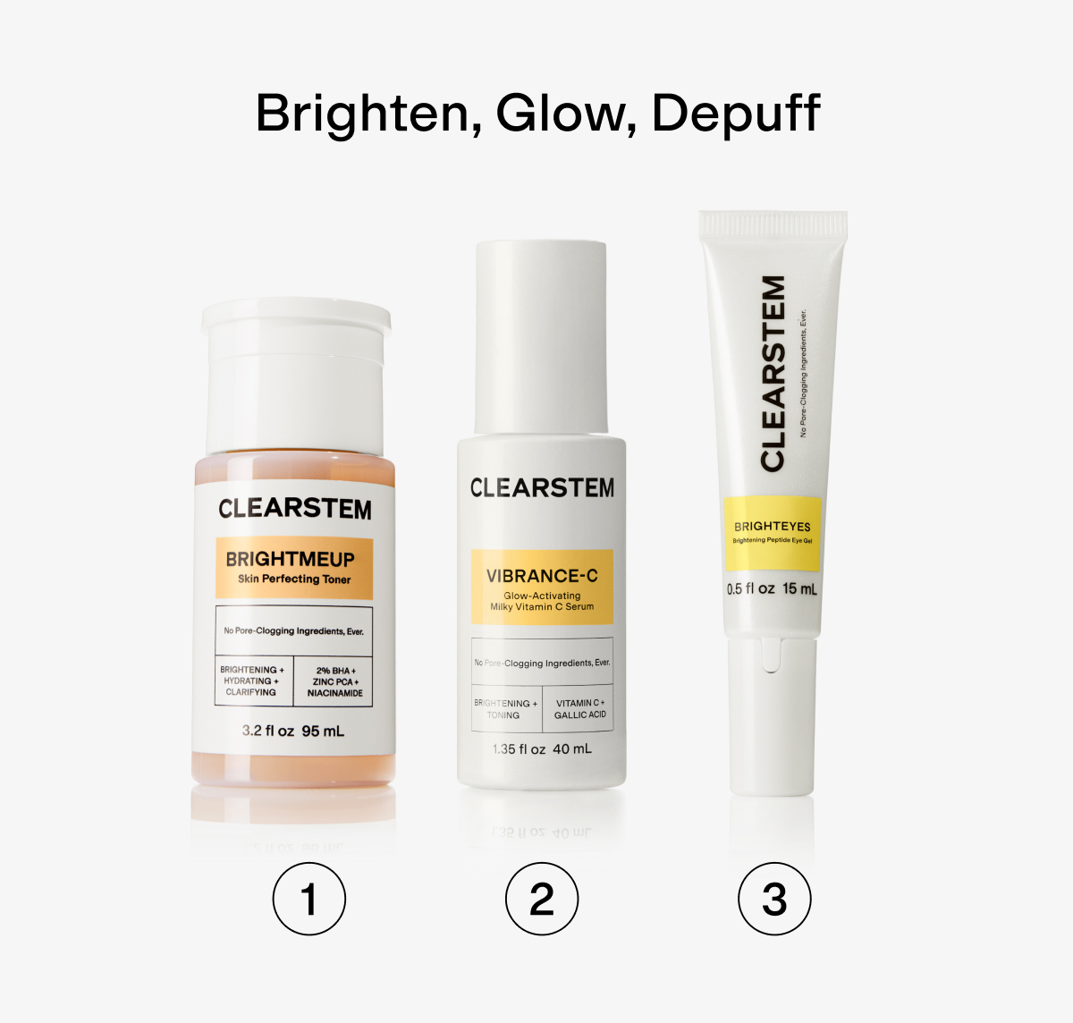 Brighten, glow, depuff