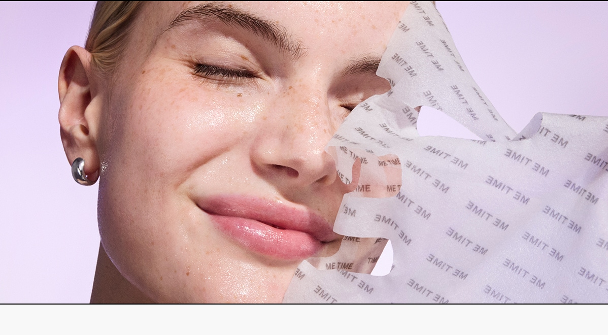 Woman removing GLASS EFFECT sheet mask