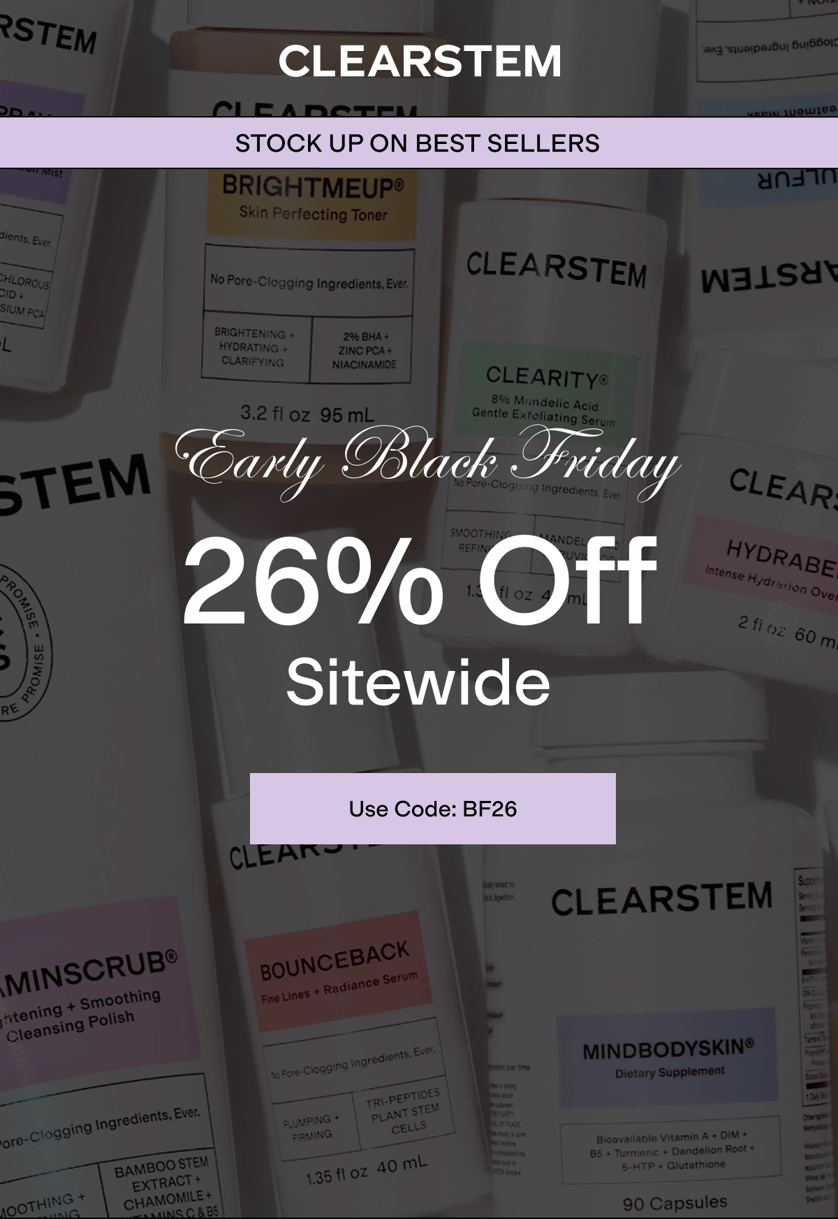 Early Black Friday 26% Off Sitewide 