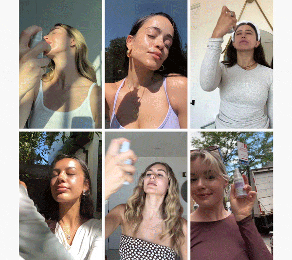 Gif of users applying SKINSPRAY ALL DAY
