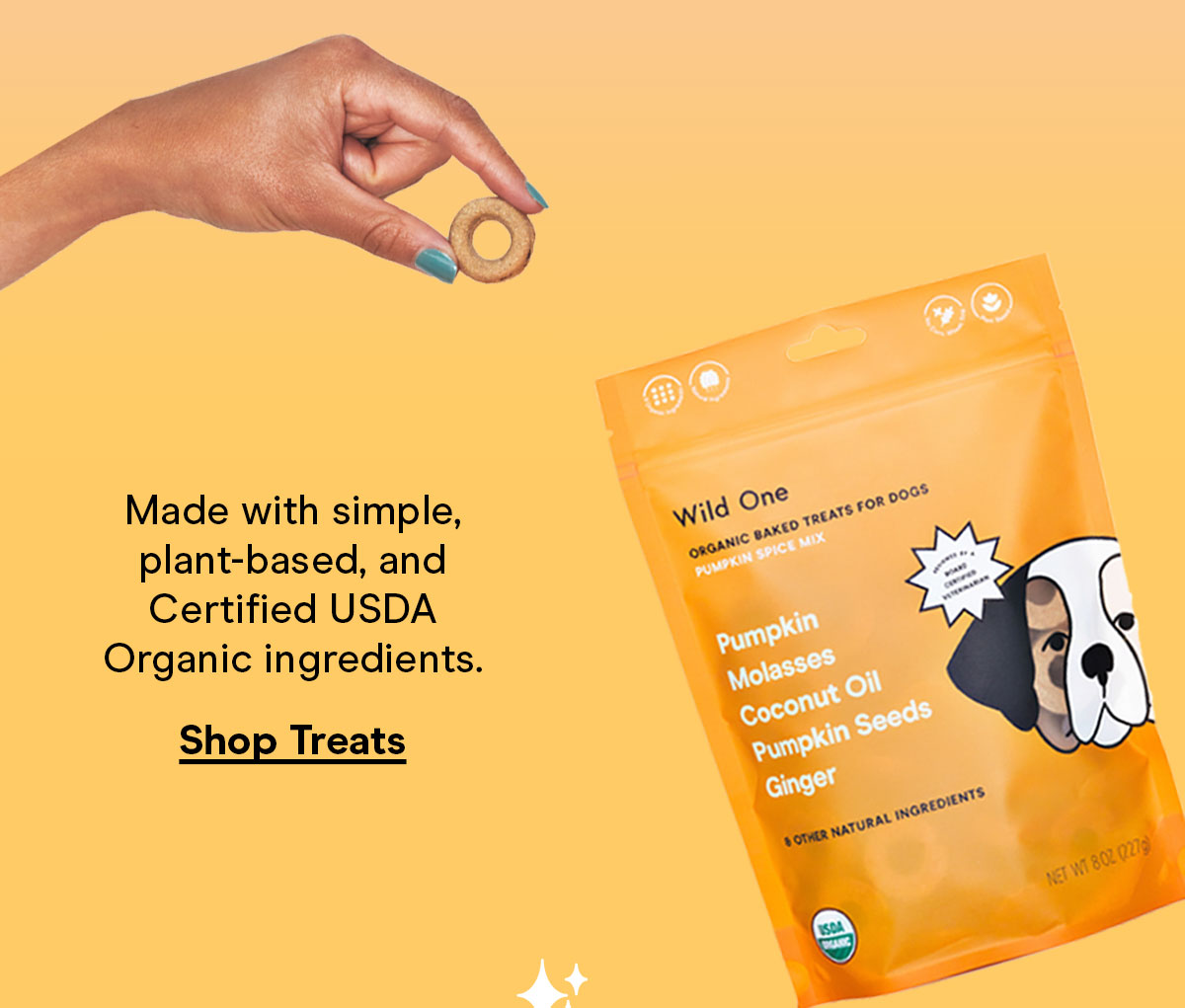 Made with simple, plant-based and Certified USDA Organic Ingredients. Shop Treats