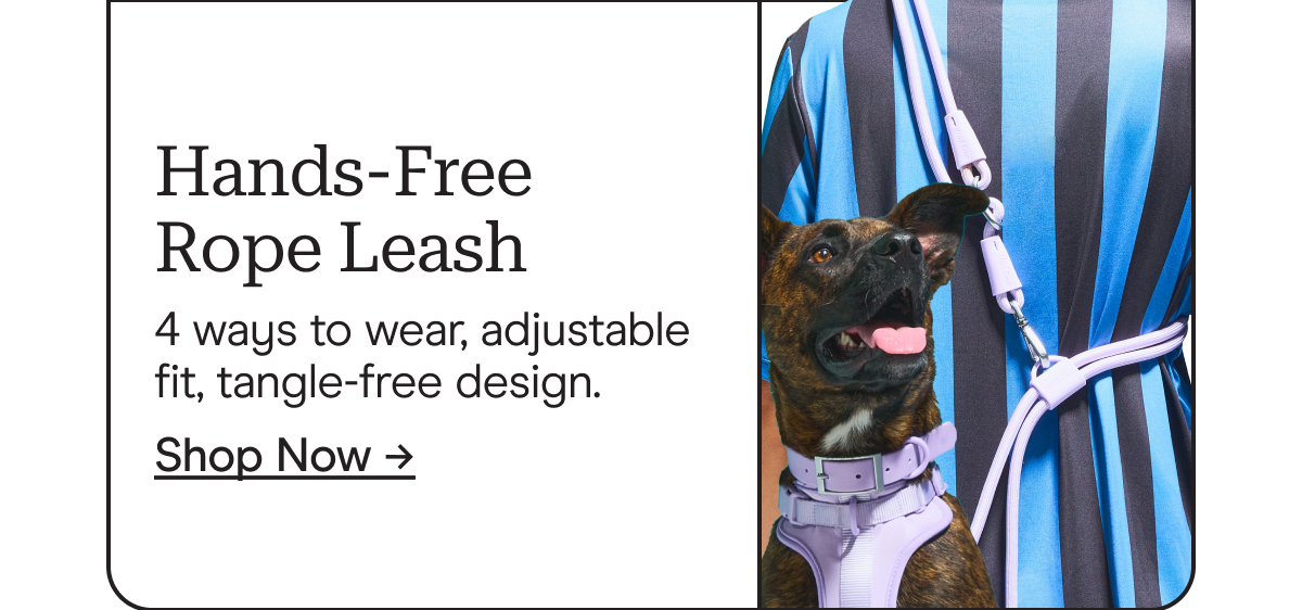 hands-free rope leash 4 ways to wear, adjustable fit, tangle-free design