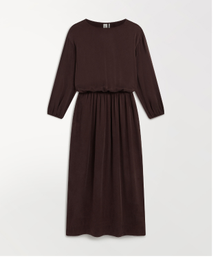 Gathered Waist Silk Dress