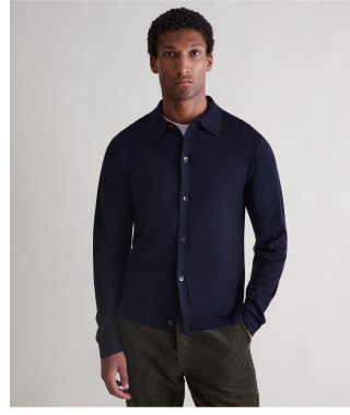 Fine Merino Knit Shirt in Indigo