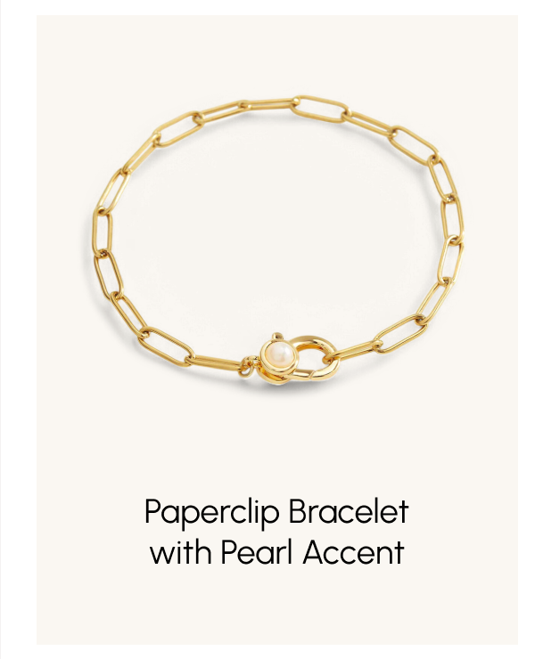 Paperclip Bracelet with Pearl Accent