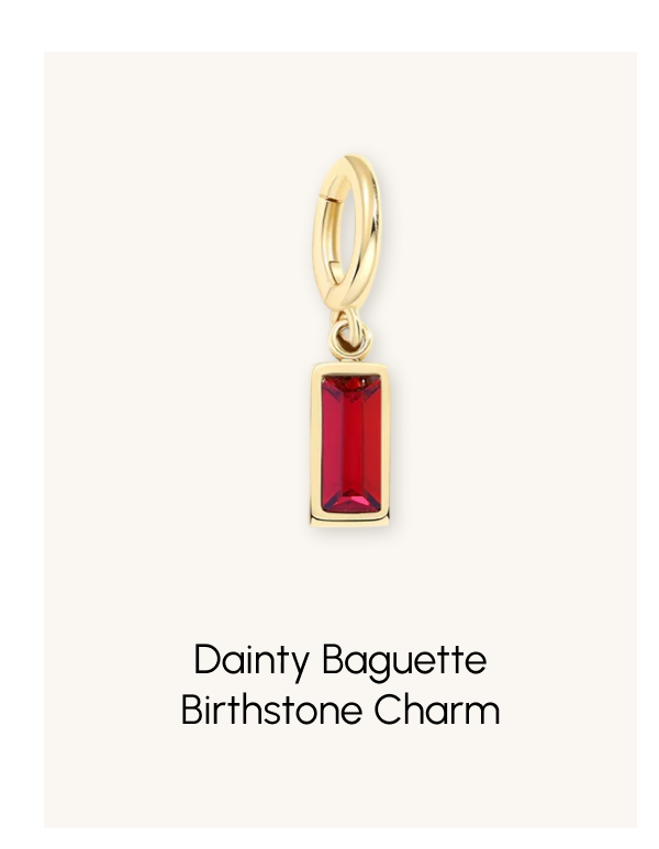 Dainty Baguette Birthstone Charm