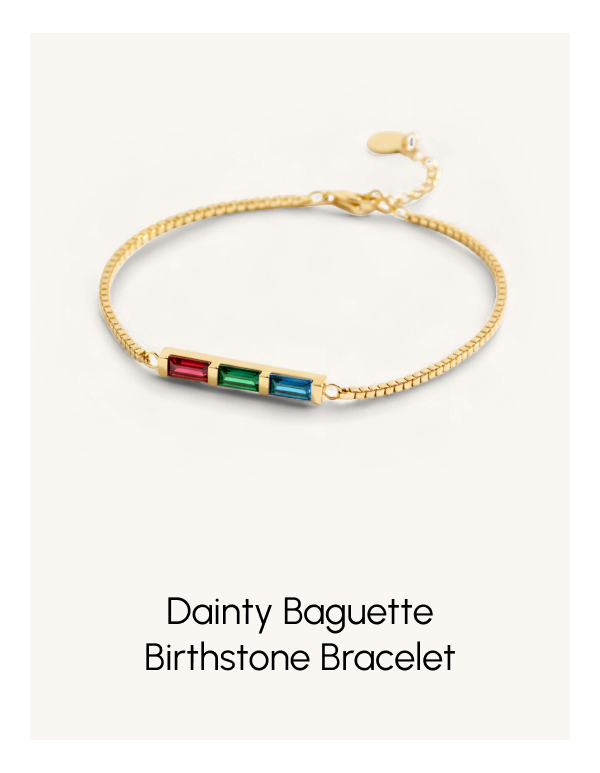 Dainty Baguette Birthstone Bracelet