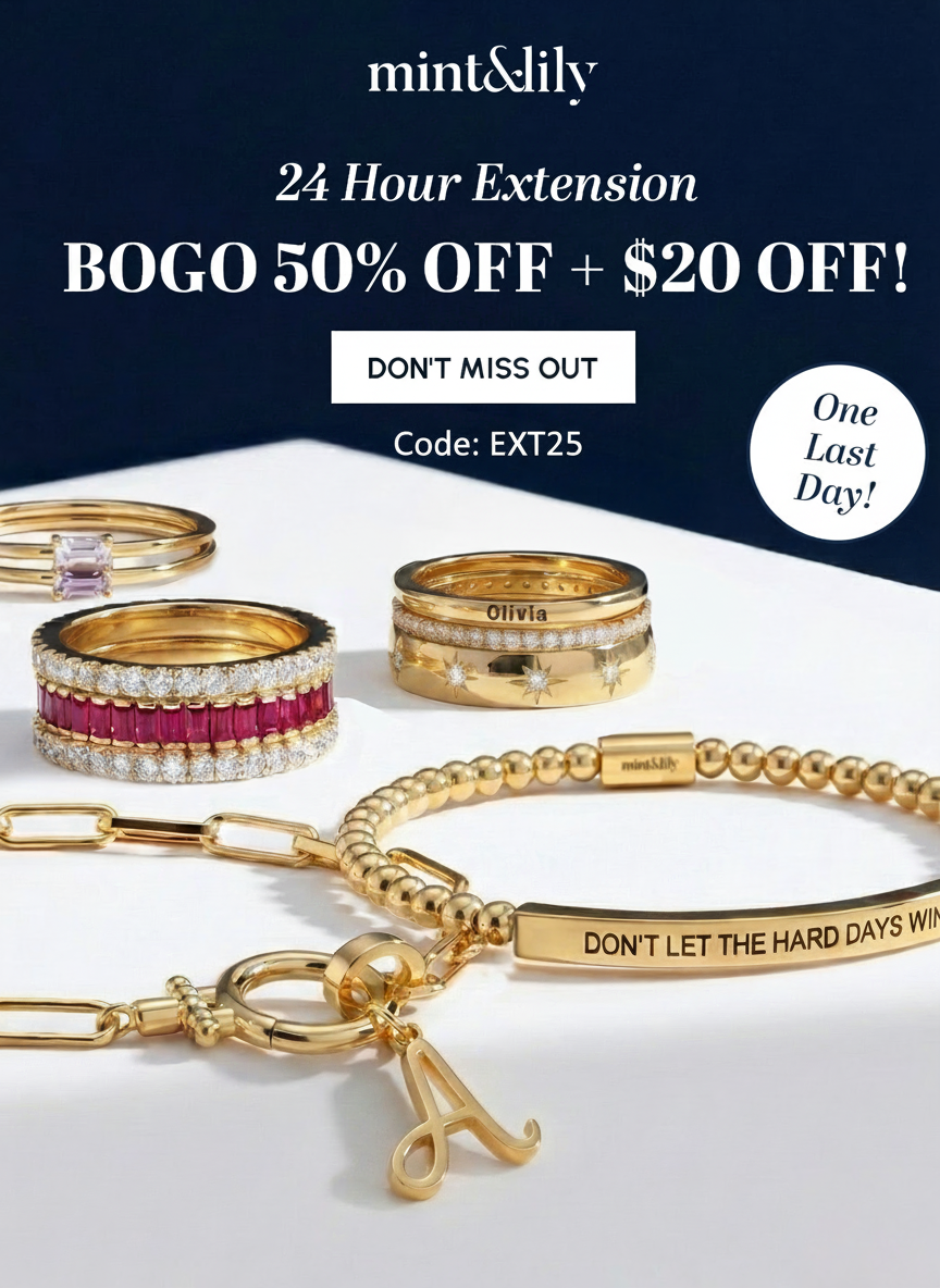 an image of a group of rings and bracelets with a message saying boo 50 % off