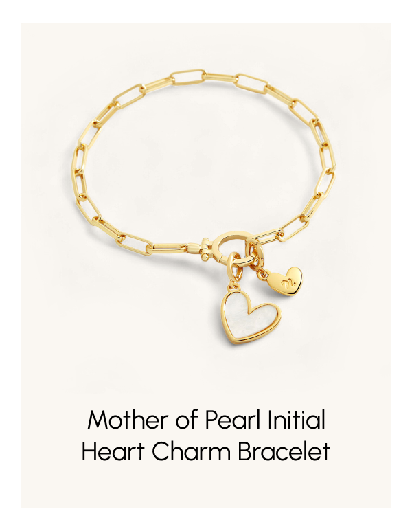 Mother of Pearl Initial Heart Charm Bracelet