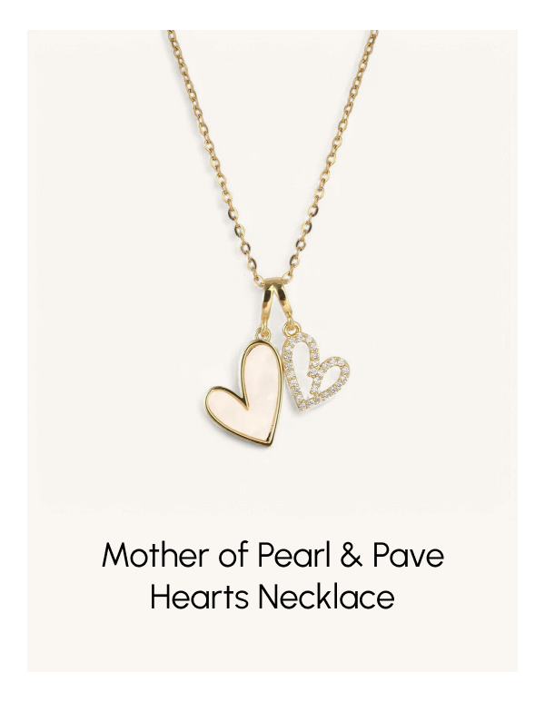 Mother of Pearl and Pave Hearts Necklace