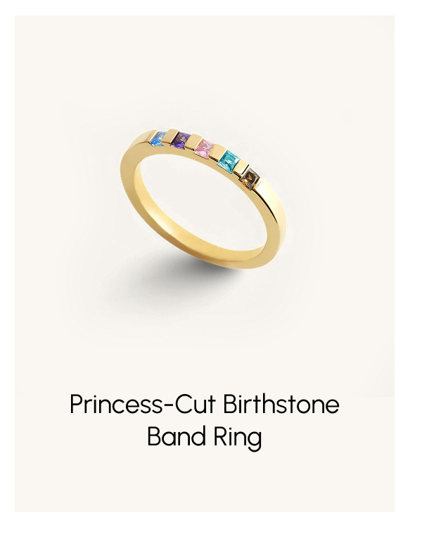 Princess-Cut Birthstone Band Ring