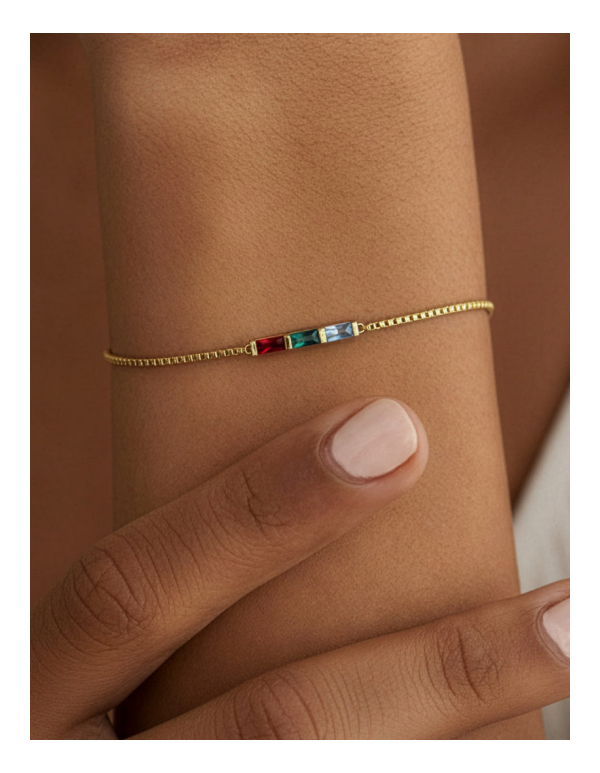 Dainty Baguette Birthstone Bracelet