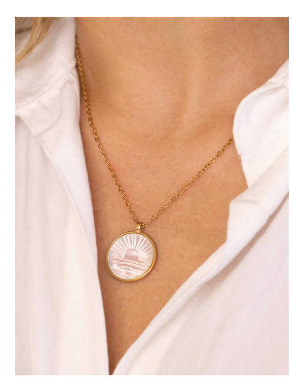 Mother of Pearl Sunrise Pendant Necklace
