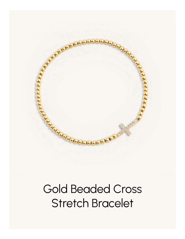 Gold Beaded Cross Stretch Bracelet