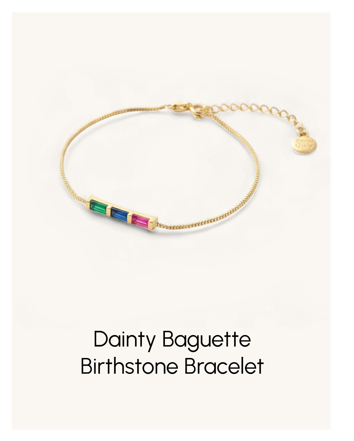 Dainty Baguette Birthstone Bracelet
