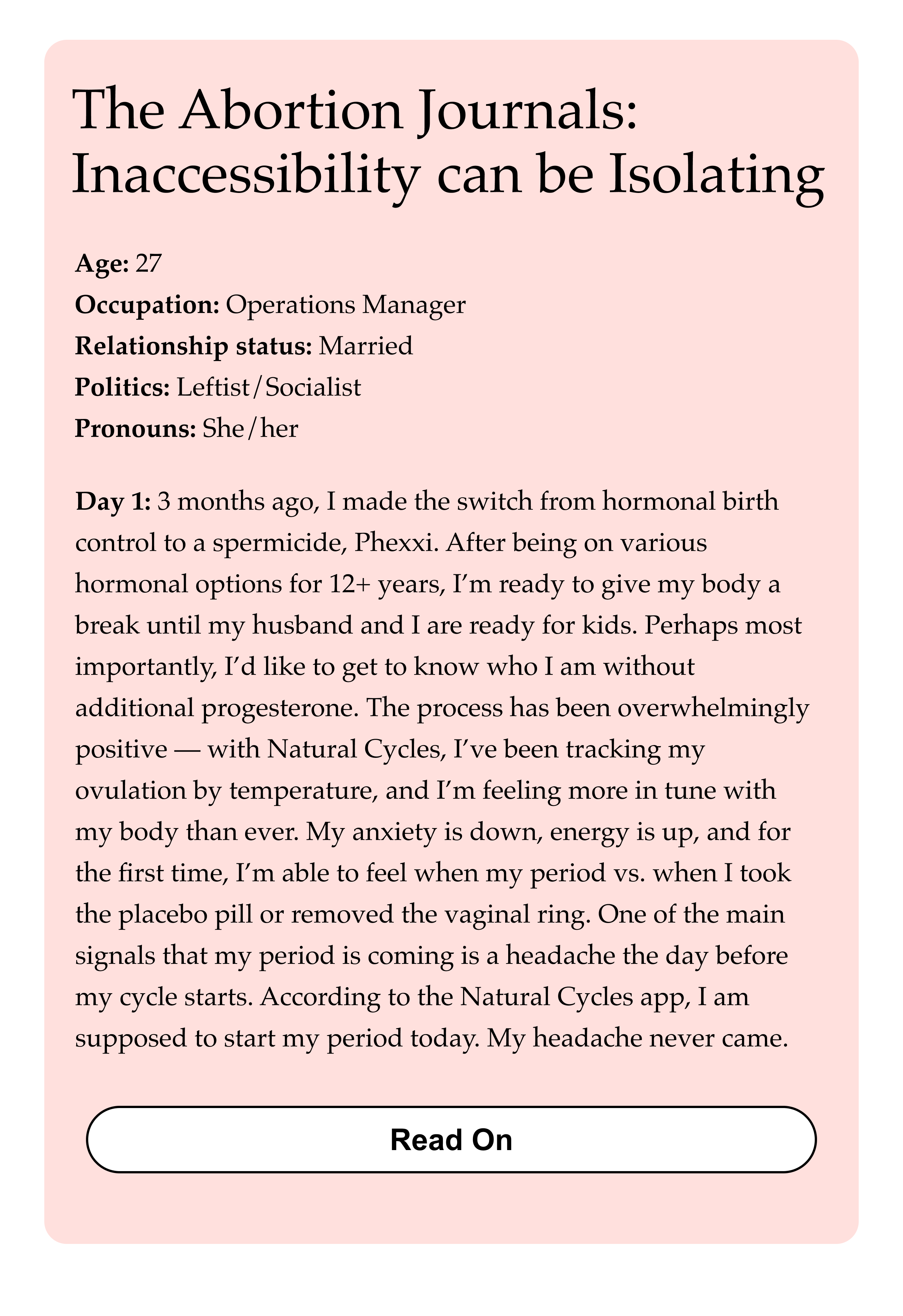 The Abortion Journals: Inaccessibility can be Isolating