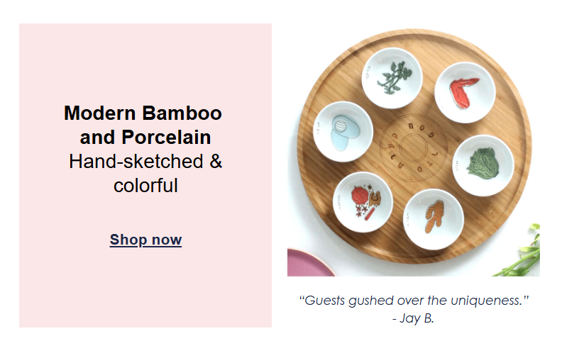 Modern Bamboo and Porcelain Seder Plate - Colorful