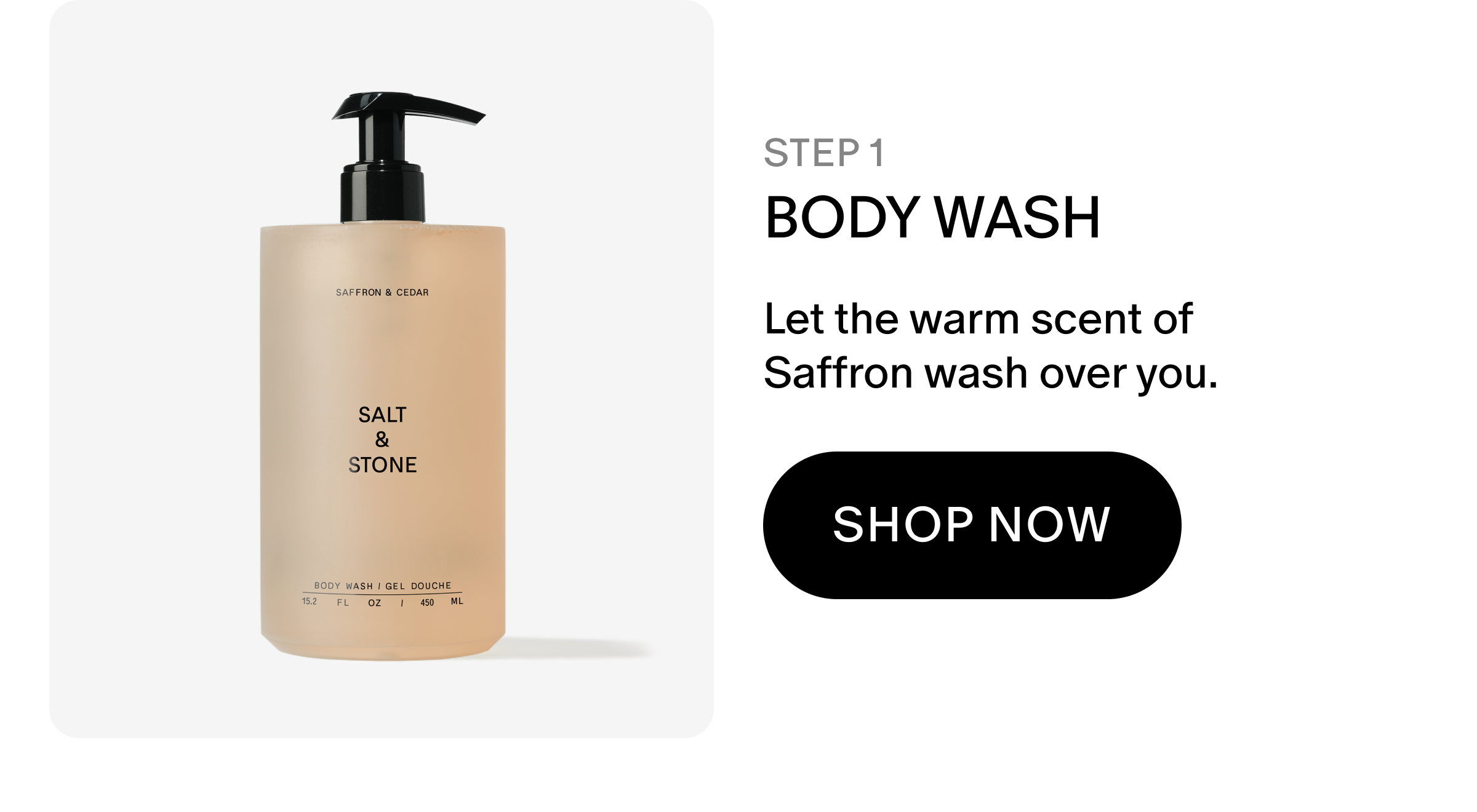 Let the warm scent of Saffron wash over you with Body Wash