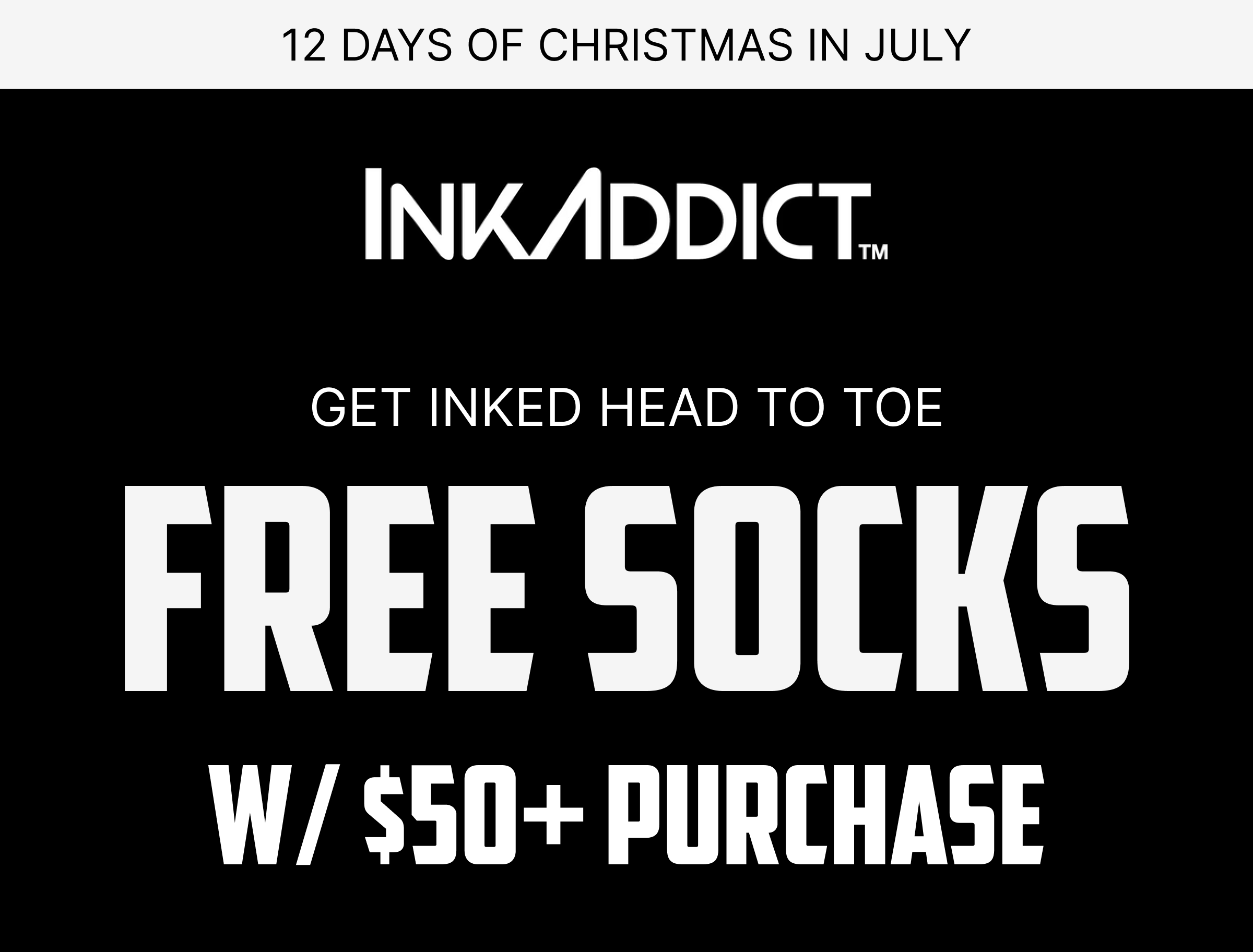 Day 8: FREE SOCKS w/ $50+ purchase