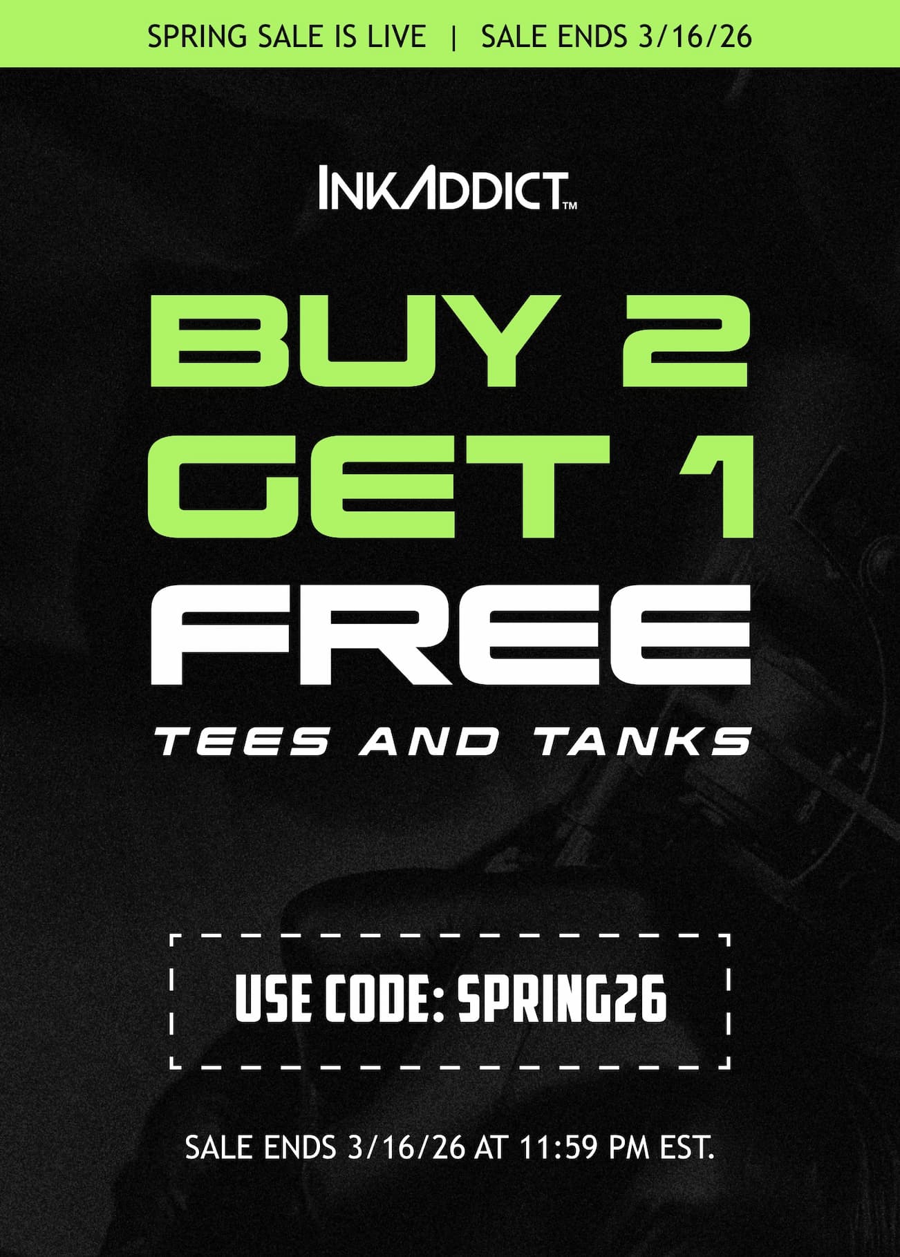 Spring Sale: Buy 2, Get 1 Free on All Tees and Tanks