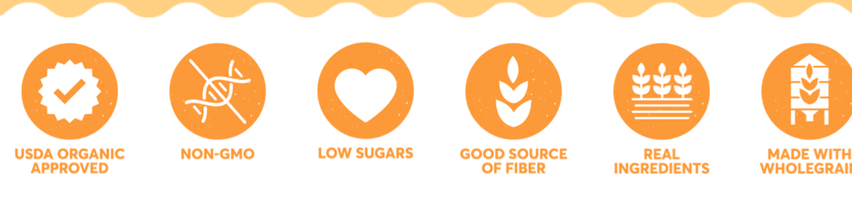 Real Ingredients, Made with whole grain, sustainable ingredients, no soy ingredients, usda organic approved, non-gmo, low sugars, good source of fiber