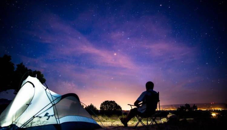 Outdoor camping and road-trip scene