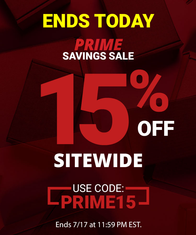 Ends today! Use code PRIME15 to save 15% off your entire purchase.
