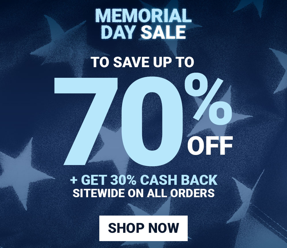 Up to 70% off + get 30% cash back sitewide on all orders