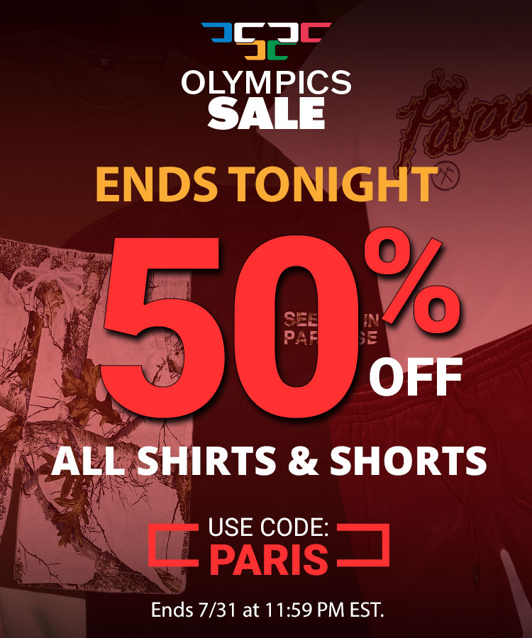 50% off ALL Shirts & Shorts - use code PARIS