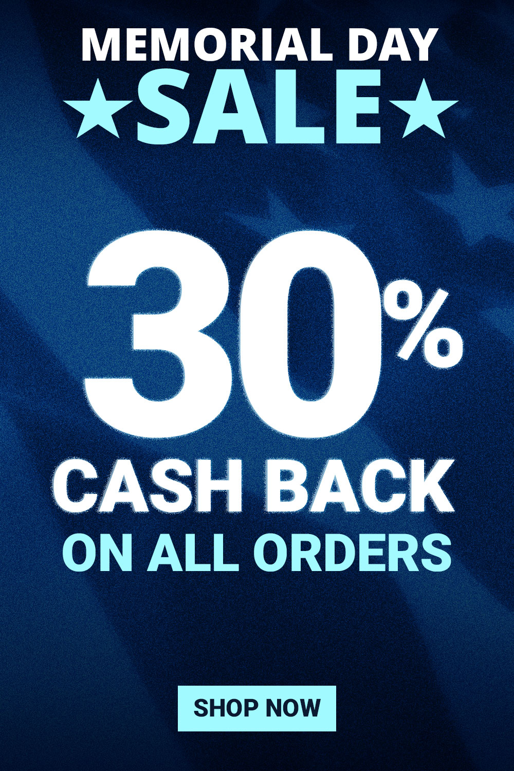 30% cash back on all orders