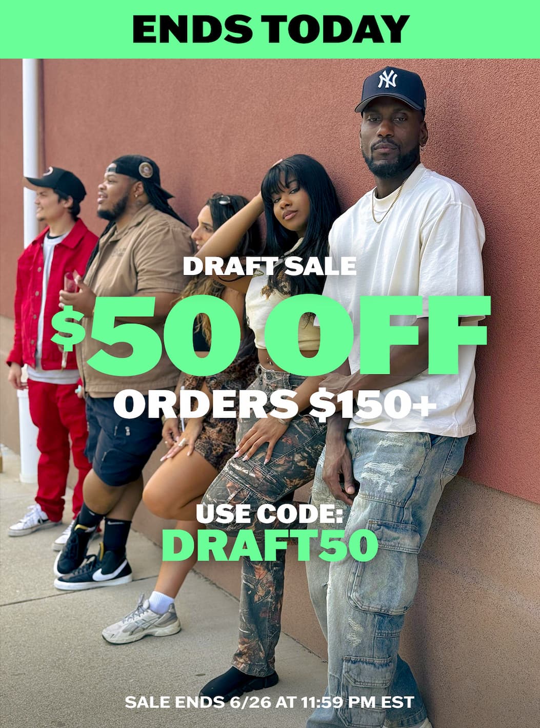 Ends Today! Draft Sale: $50 OFF orders $150+ with code DRAFT50. Sale ends 6/26 at 11:59 PM EST.