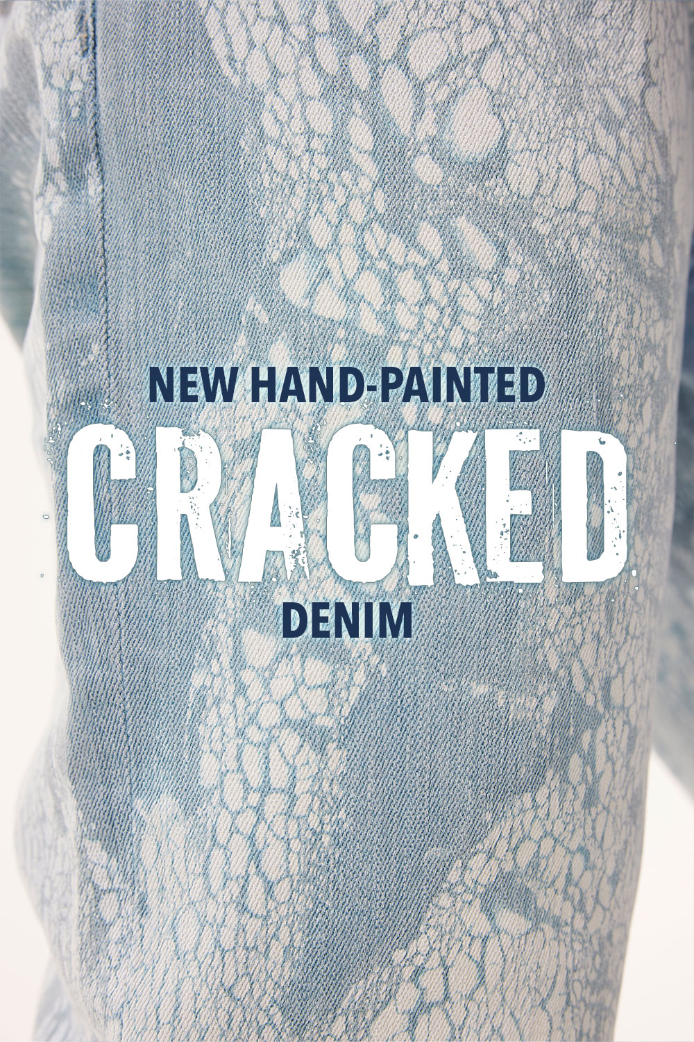 New Hand-Painted Cracked Denim