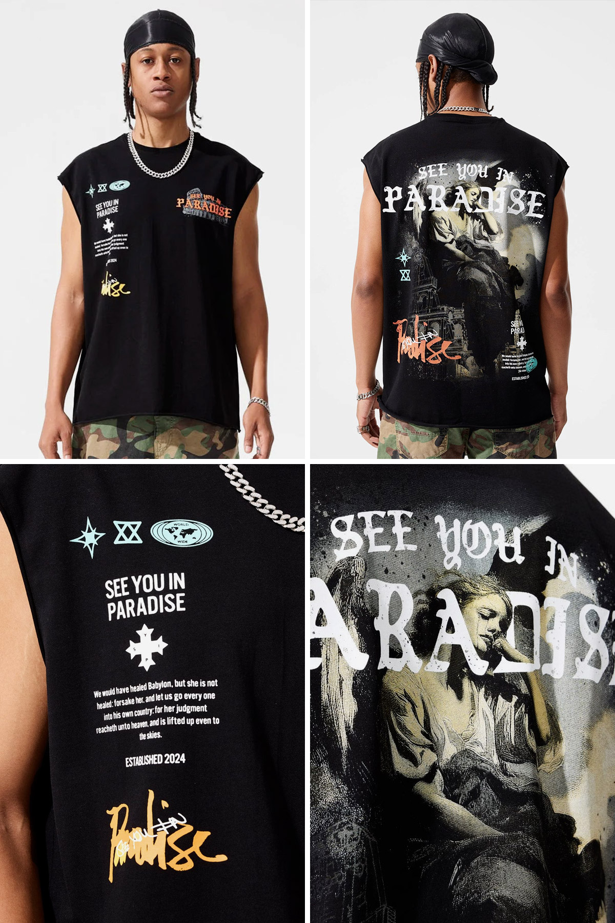 BABYLON CUT OFF T-SHIRT (BLACK)