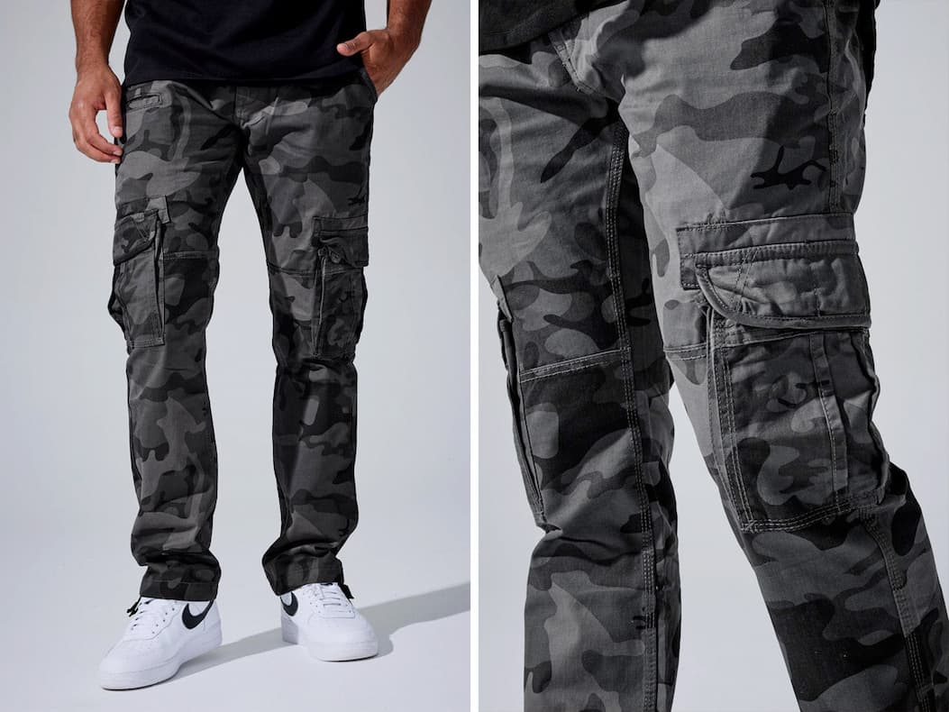 CAMO CARGO PANTS - LOOSE FIT (BLACK CAMO)